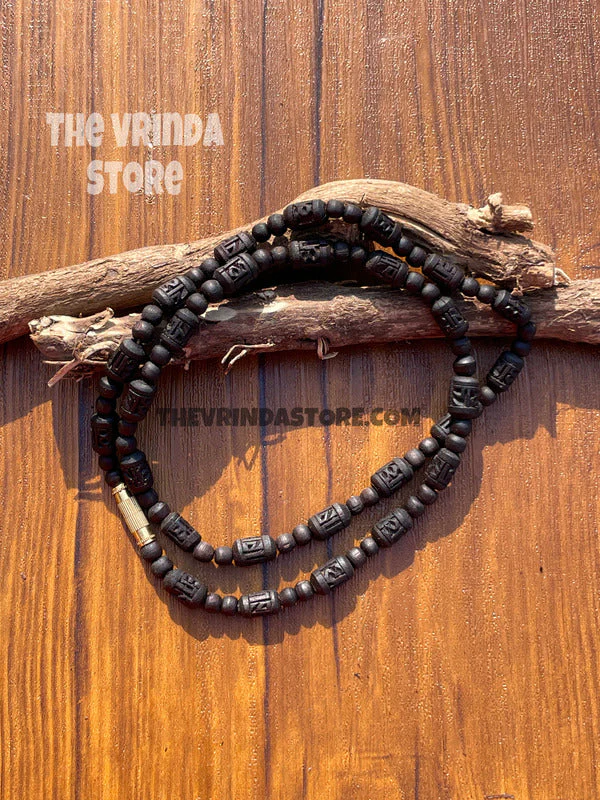 1 Round Radha Name Original Black Tulsi Mala