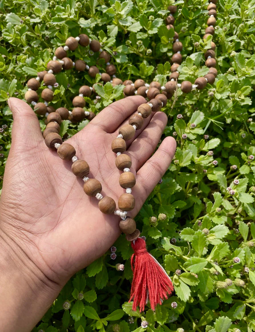 108+1 Brown Original Tulsi Jap Mala- 12 MM - Image 2