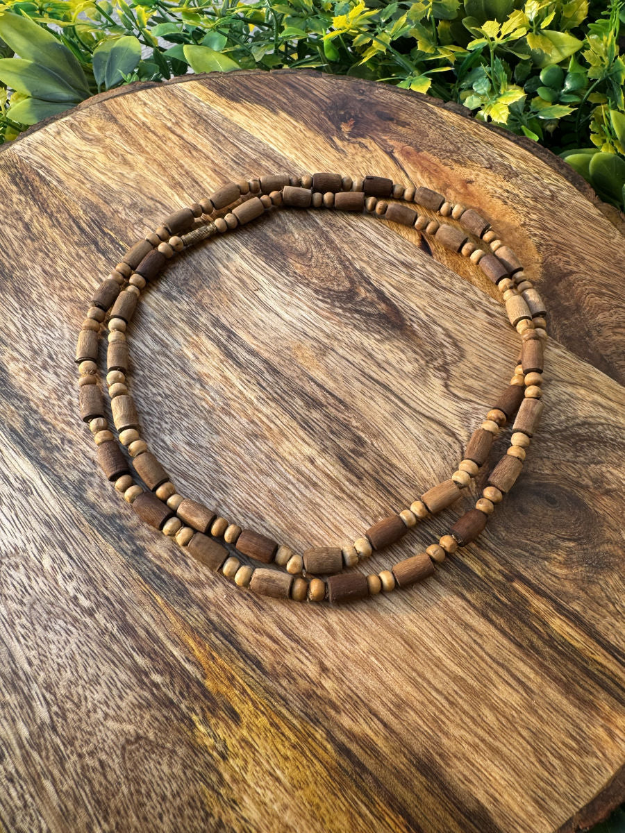 2 Round Brown Original Tulsi Mala(Long+Round Beads)