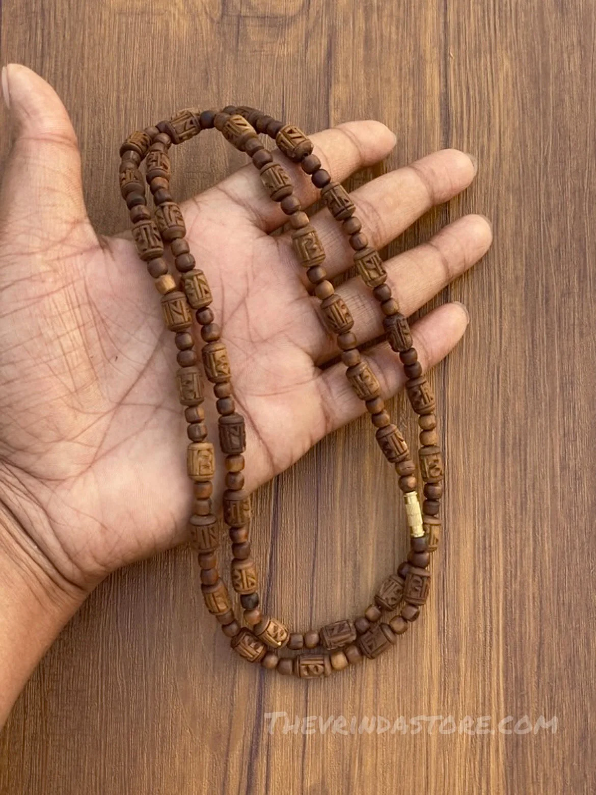 2 Round Radha Name Dark Brown Original Tulsi Mala