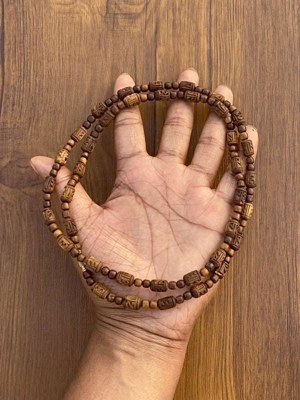 2 Round Radha Name Dark Brown Original Tulsi Mala - Image 2