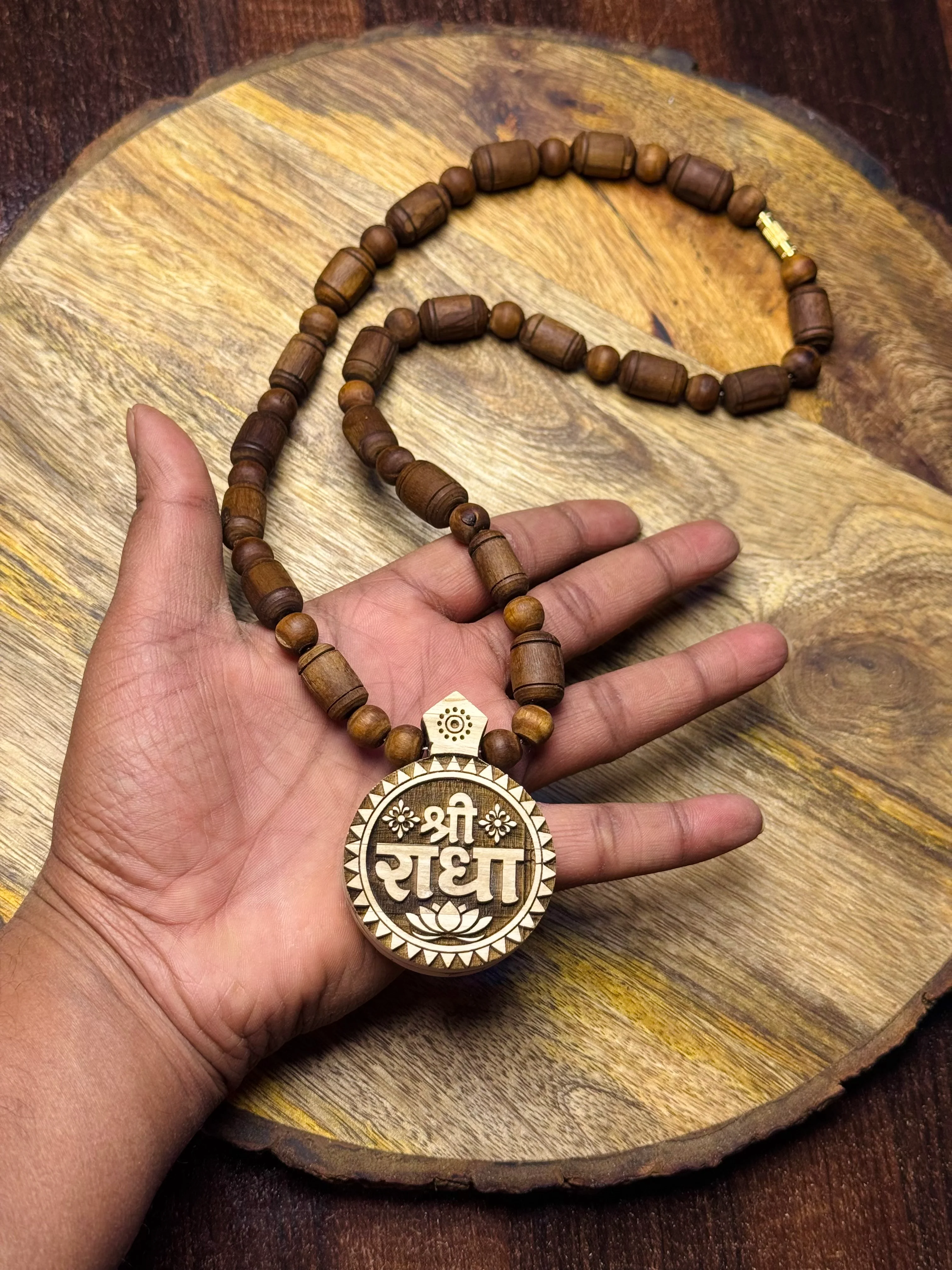 Shri Radha Locket & Brown Original Tulsi Mala