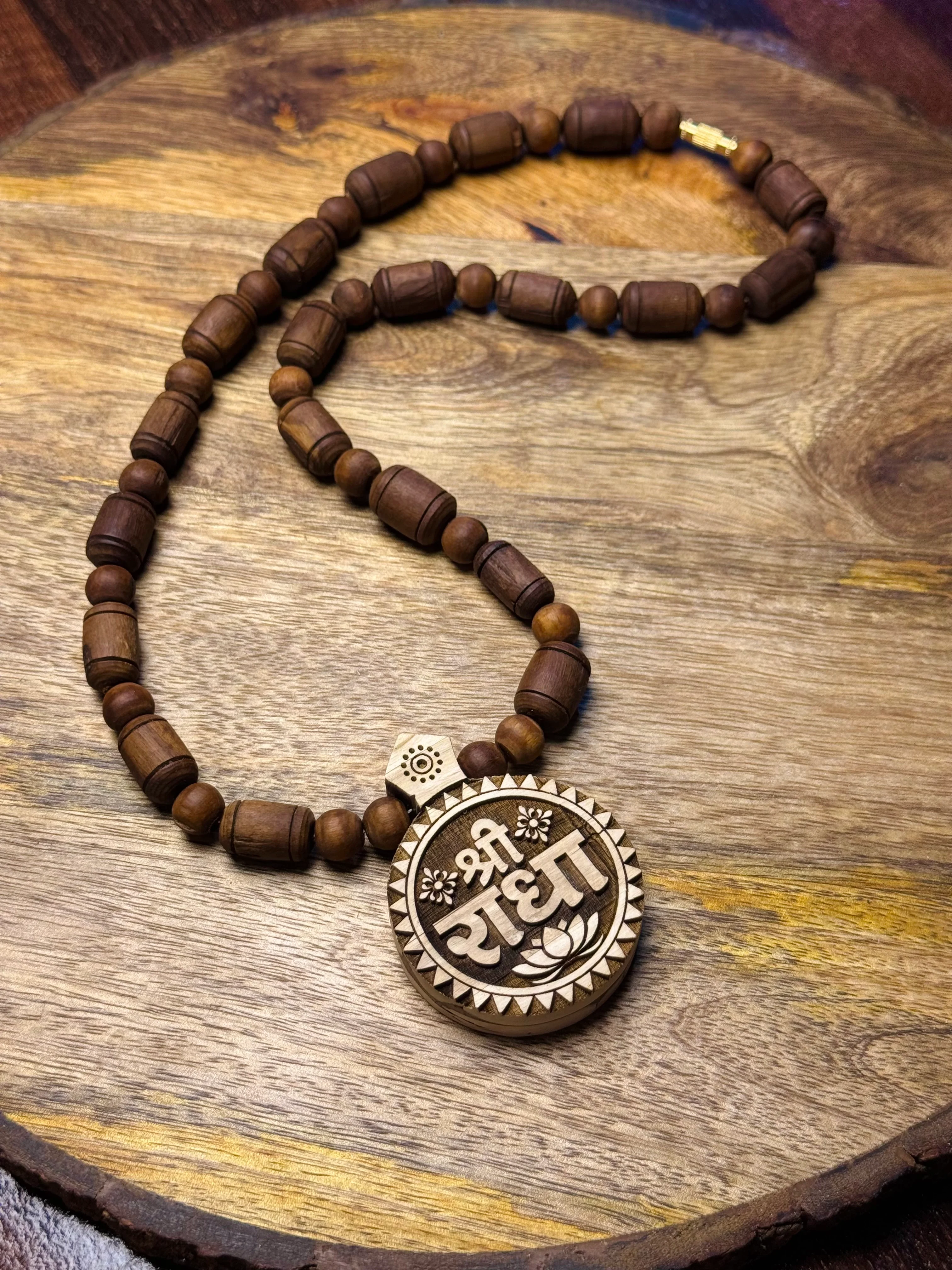 Shri Radha Locket & Brown Original Tulsi Mala - Image 2