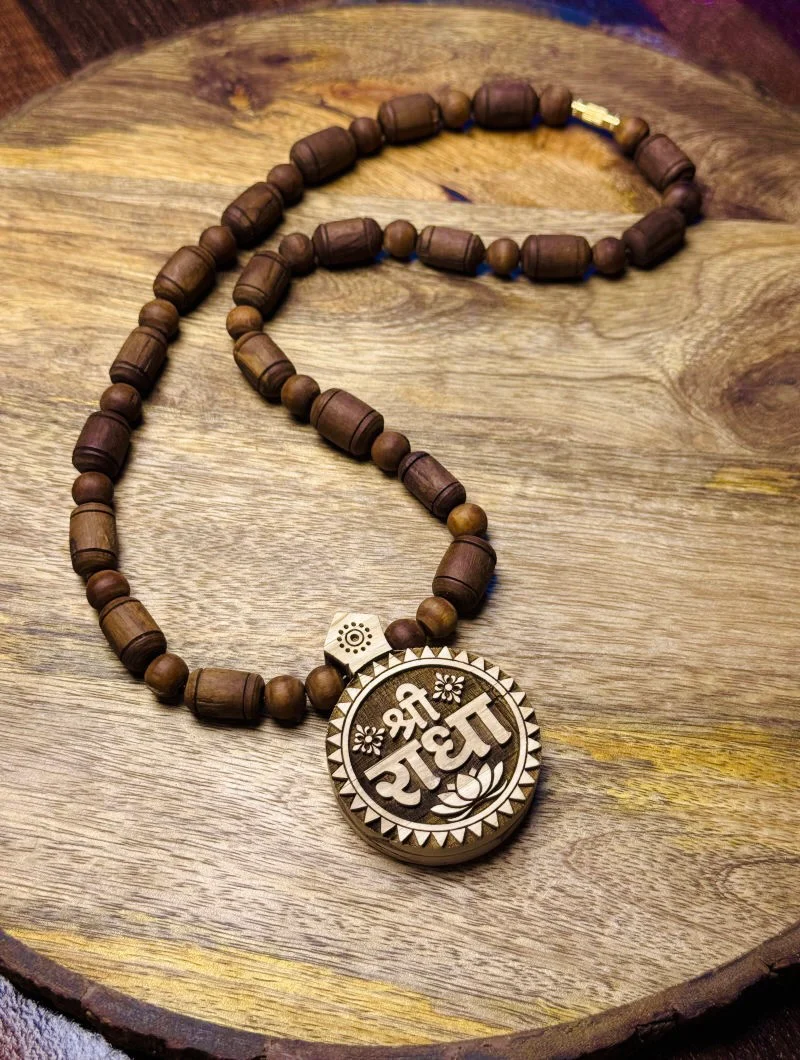 Shri Radha Locket & Brown Original Tulsi Mala - Image 5