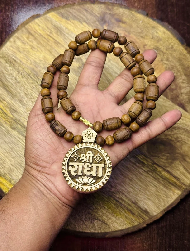 Shri Radha Locket & Brown Original Tulsi Mala - Image 6